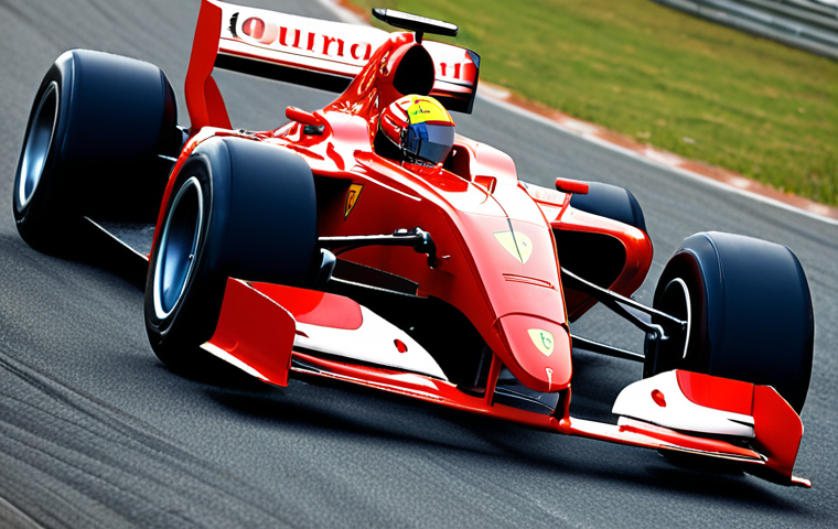 **Image:** A sleek, vibrant red Ferrari Formula 1 car speeding down a track, embodying speed and passion. Capture the essence of Italian racing heritage.