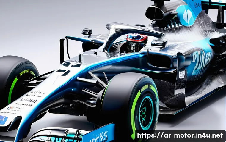 F1 머신의 냉각 시스템 설계 - A highly detailed close-up of a Formula 1 car&rsquo;s advanced engine cooling system, showcasing intricate...