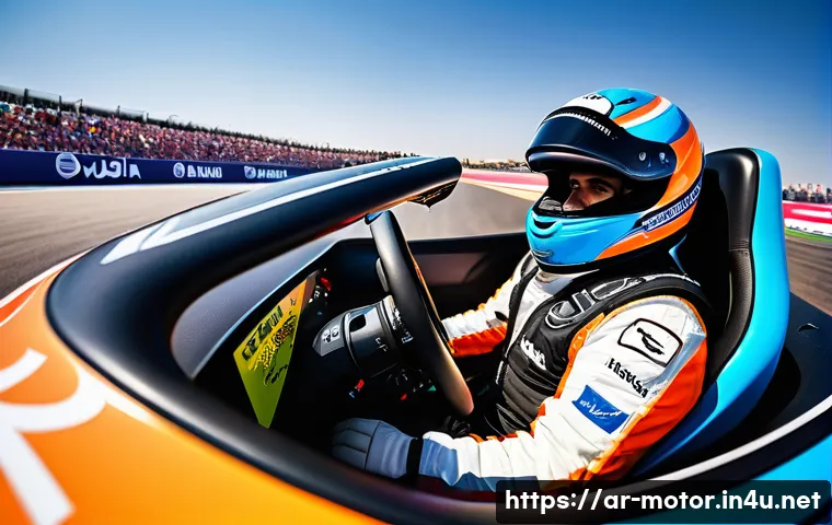 모터스포츠 드라이버들의 명언 - A professional Arab race car driver in a high-tech racing suit, wearing a helmet with Arabic calligr...
